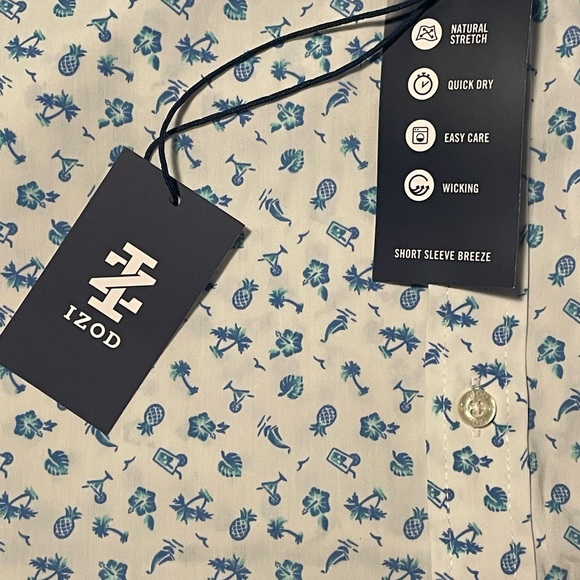 Men's IZOD Classic Printed Breeze Button Front summertime lightweight resort - Picture 4 of 8